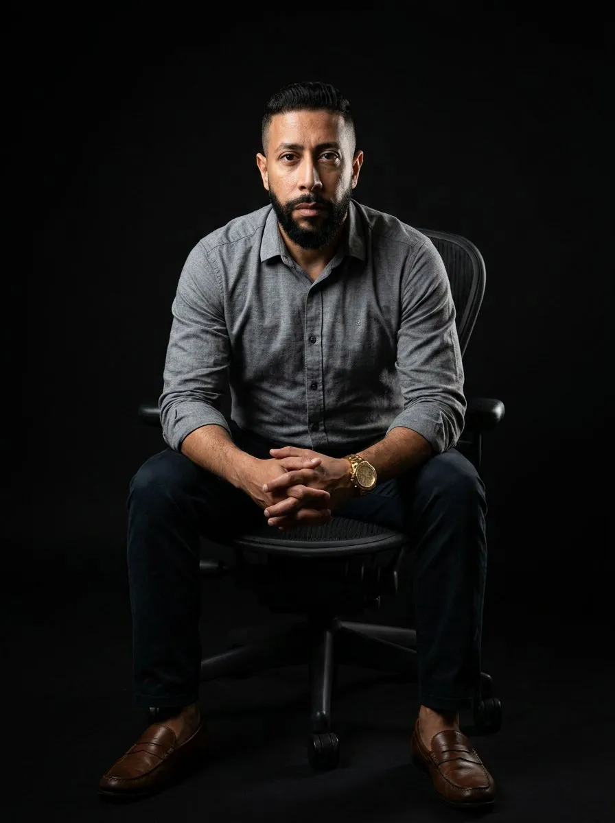 Professional Studio Portrait Photography with Dramatic Side Lighting