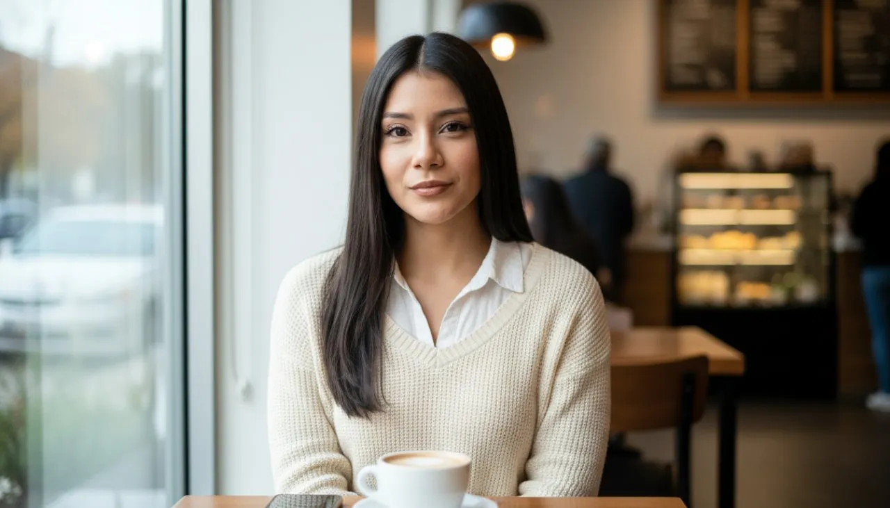 Morning Cafe Lifestyle Portrait with Natural Window Light - Imagem 1