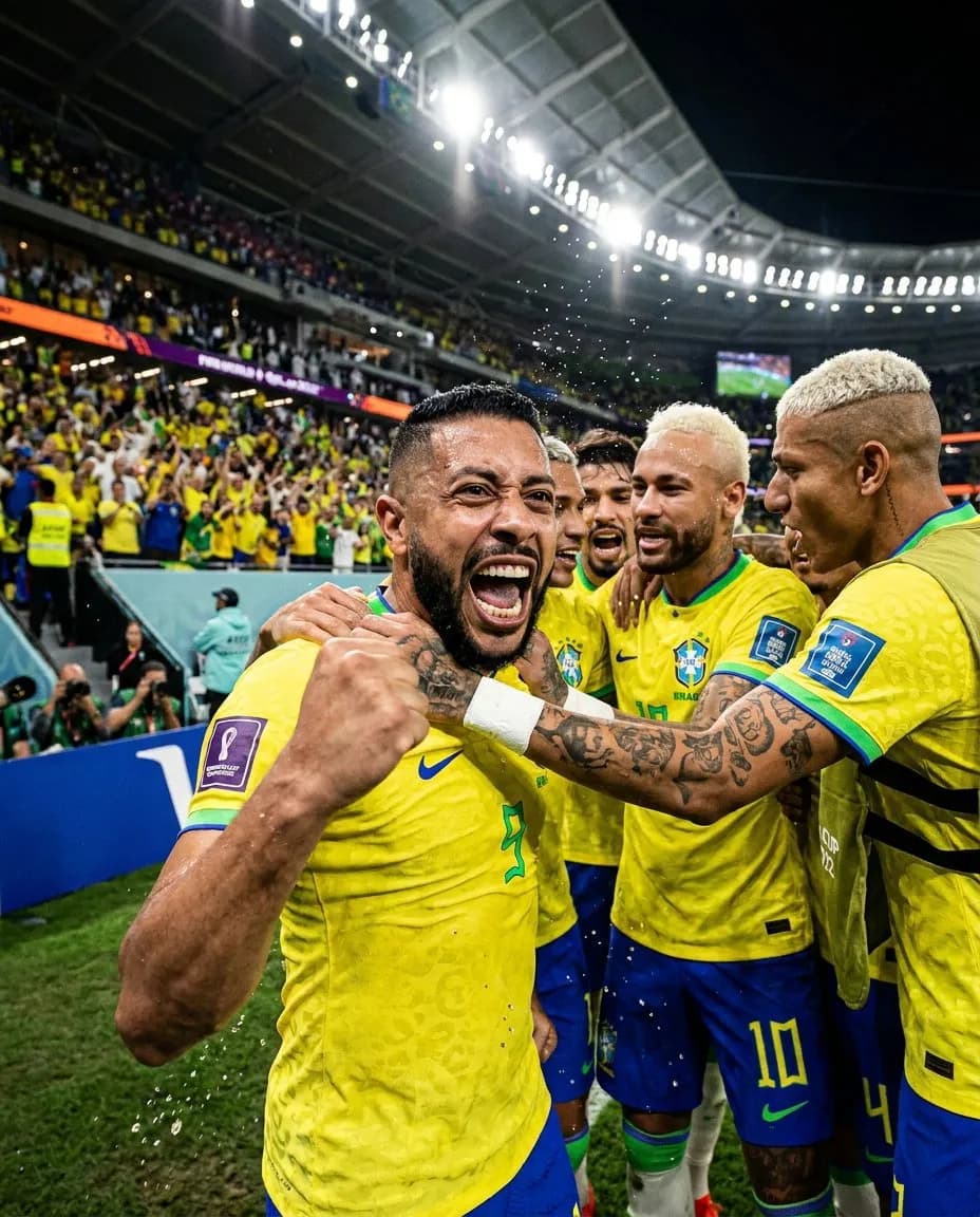 Cinematic Stadium Sports Photo — High-Energy Football Celebration