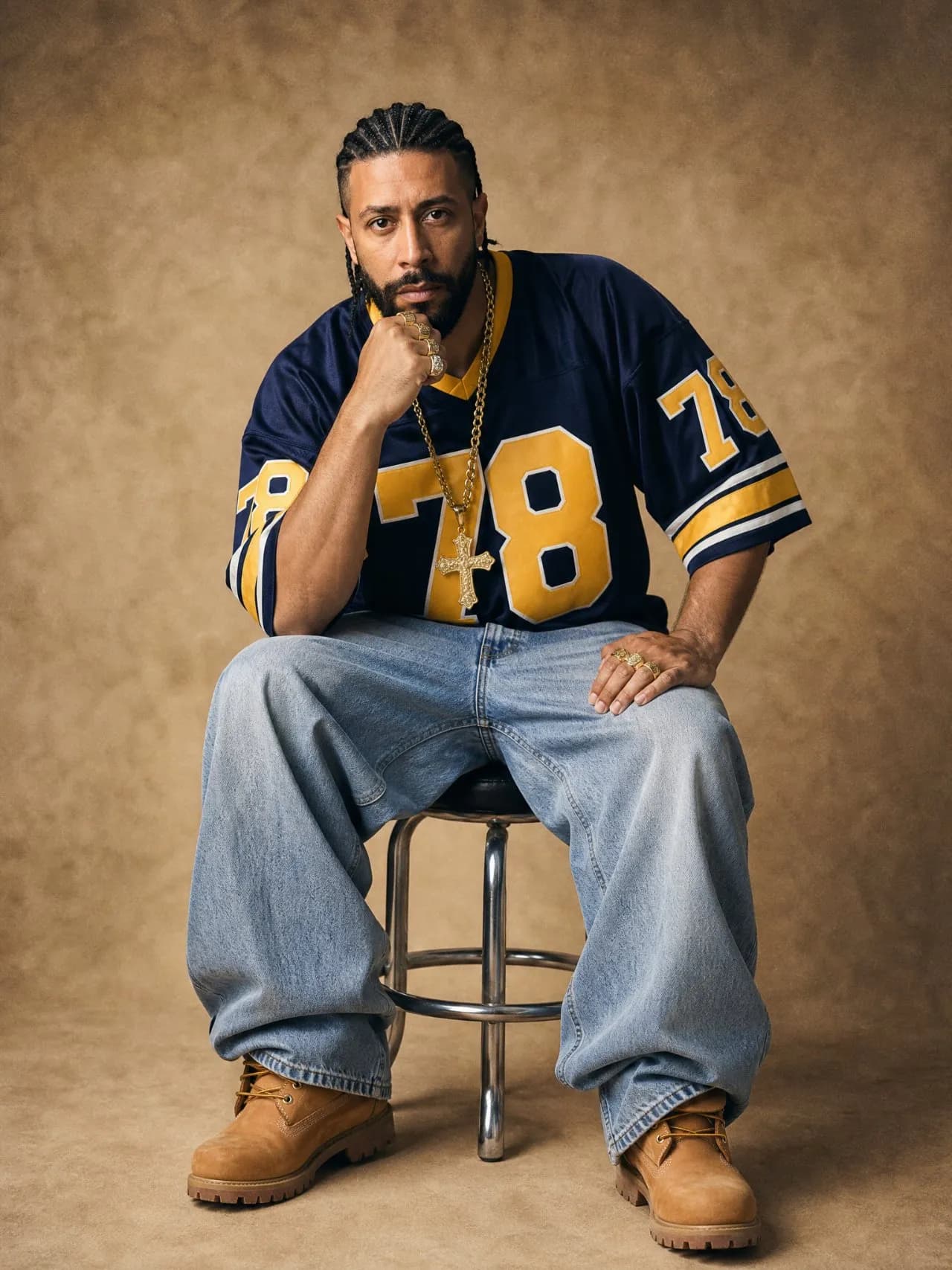 Full-Body 90s Nostalgic Editorial Portrait of Athletic Model