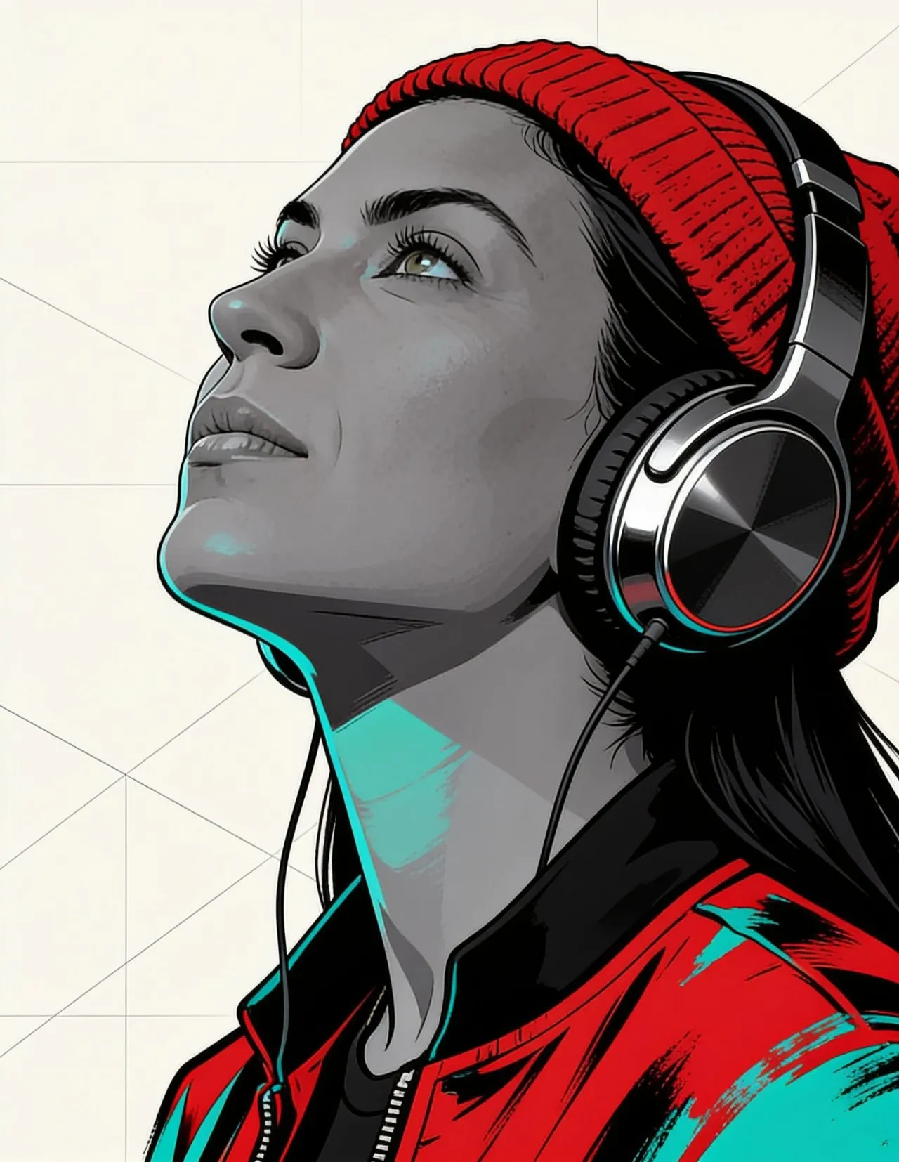 Low-Angle Pop Art Vector Portrait with Cel-Shaded Style