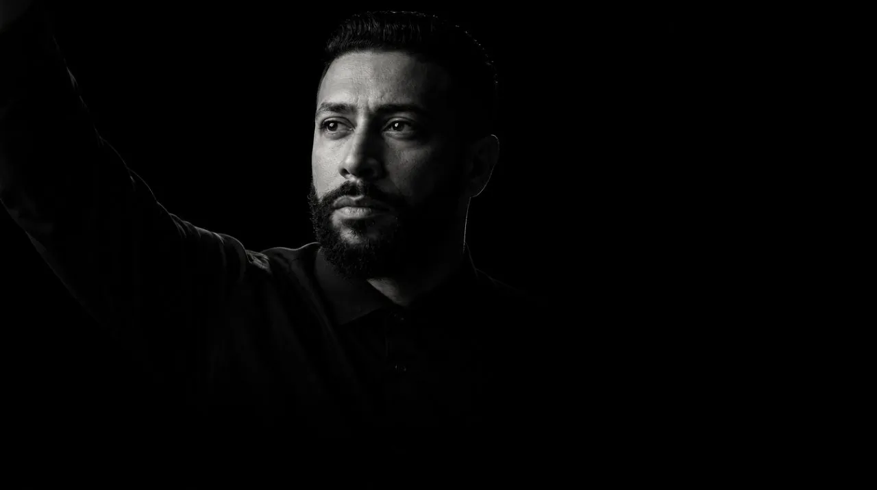 Ultra-Realistic Low-Key Black-and-White Fine-Art Portrait