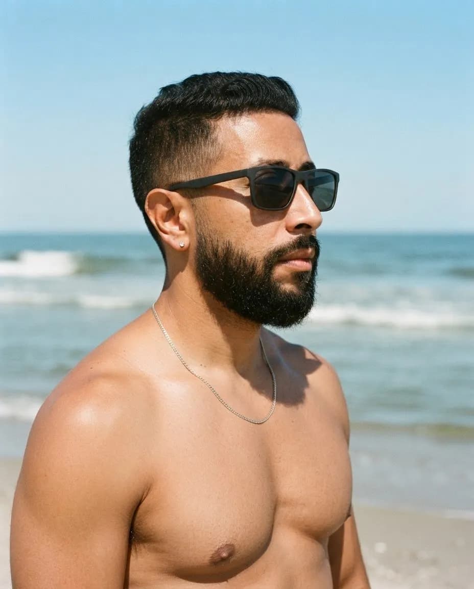Ultra-realistic Beach Chest-Up Portrait with Identity & Hair Lock