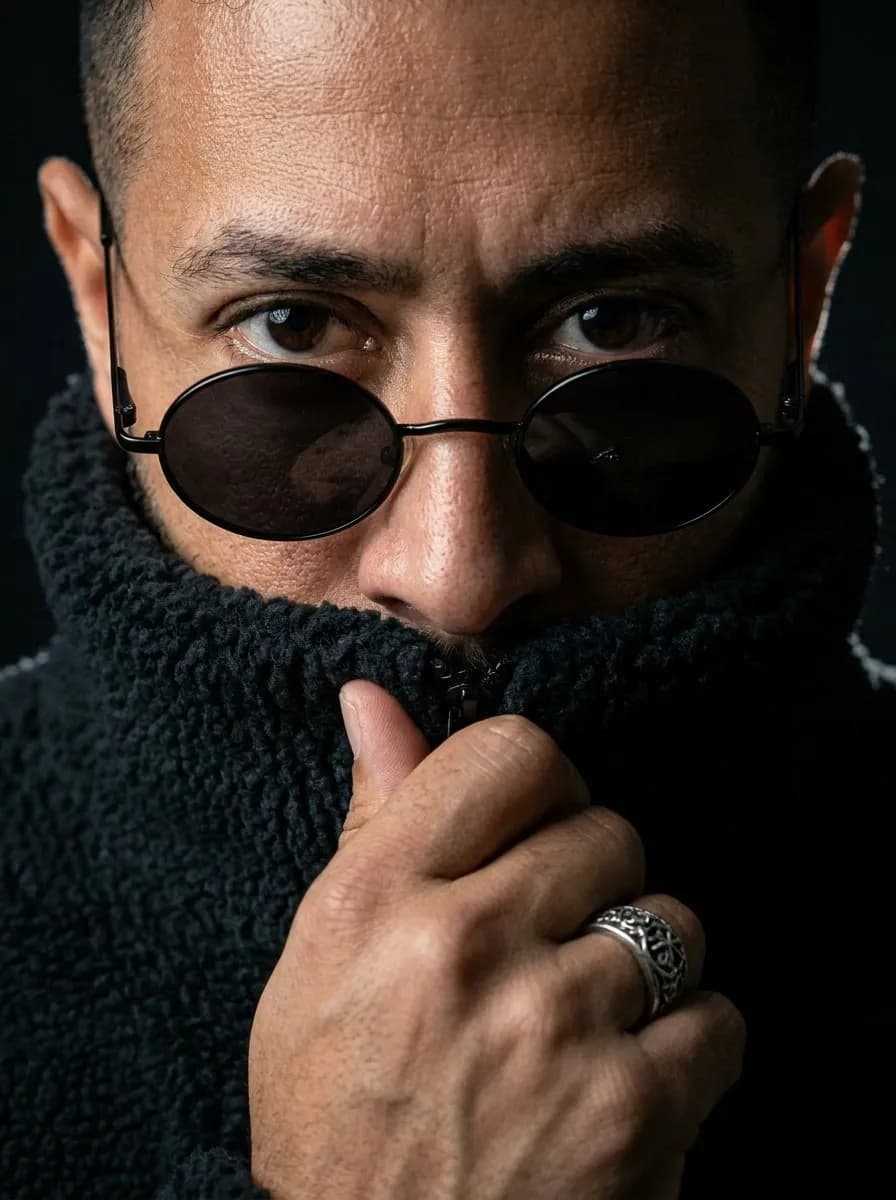 Cinematic Extreme Close-Up Portrait with Moody Low-Key Lighting