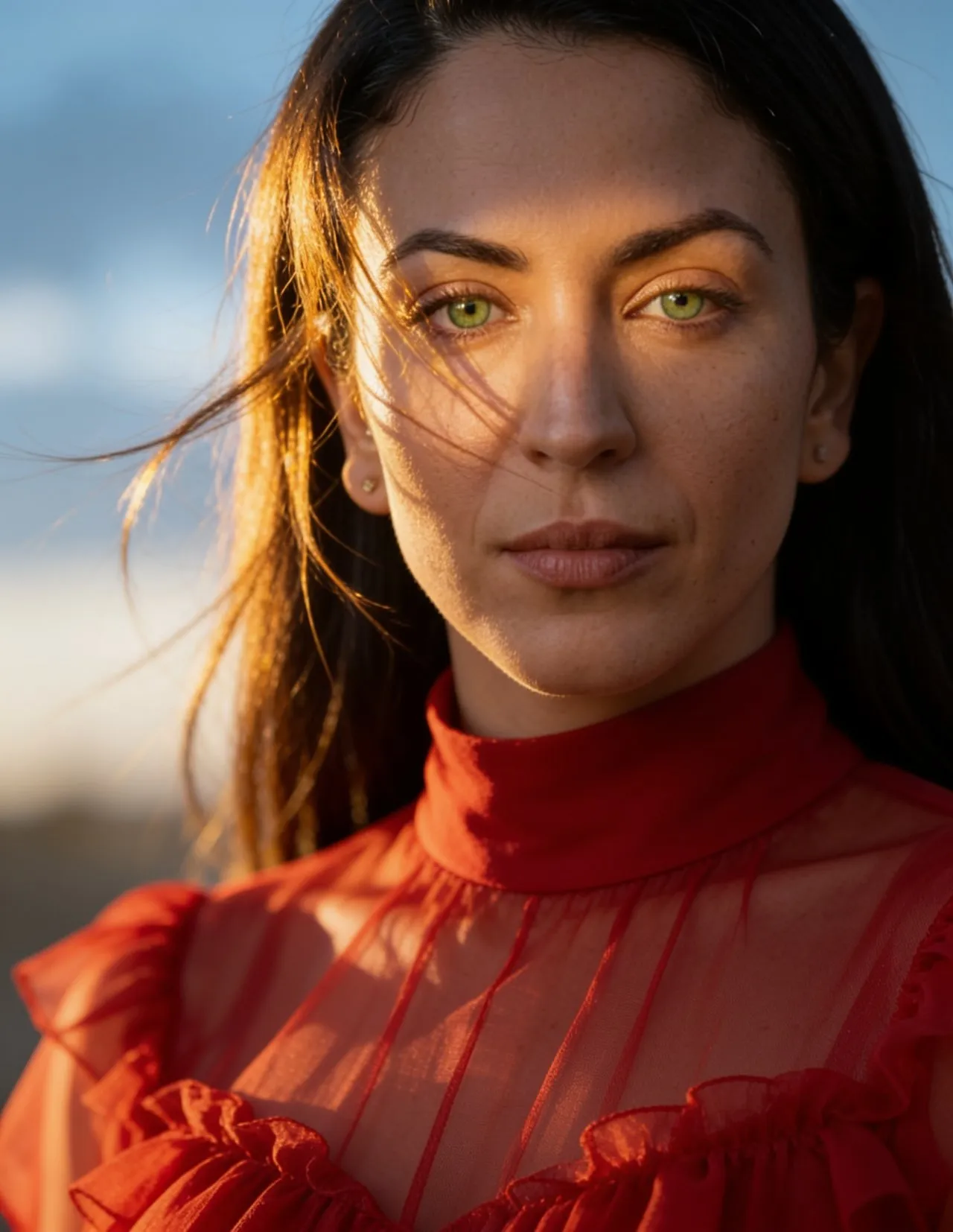 Cinematic Golden Hour Portrait of Young Woman