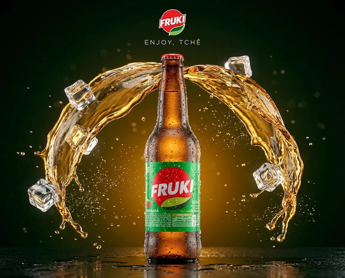 Cinematic Product Photography of Fruki Guaraná Bottle