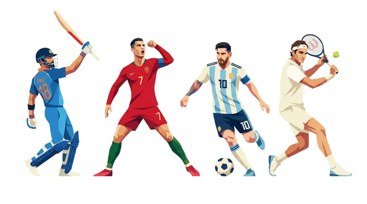 Geometric Cubist Sports Poster with Minimalist Vector Athletes
