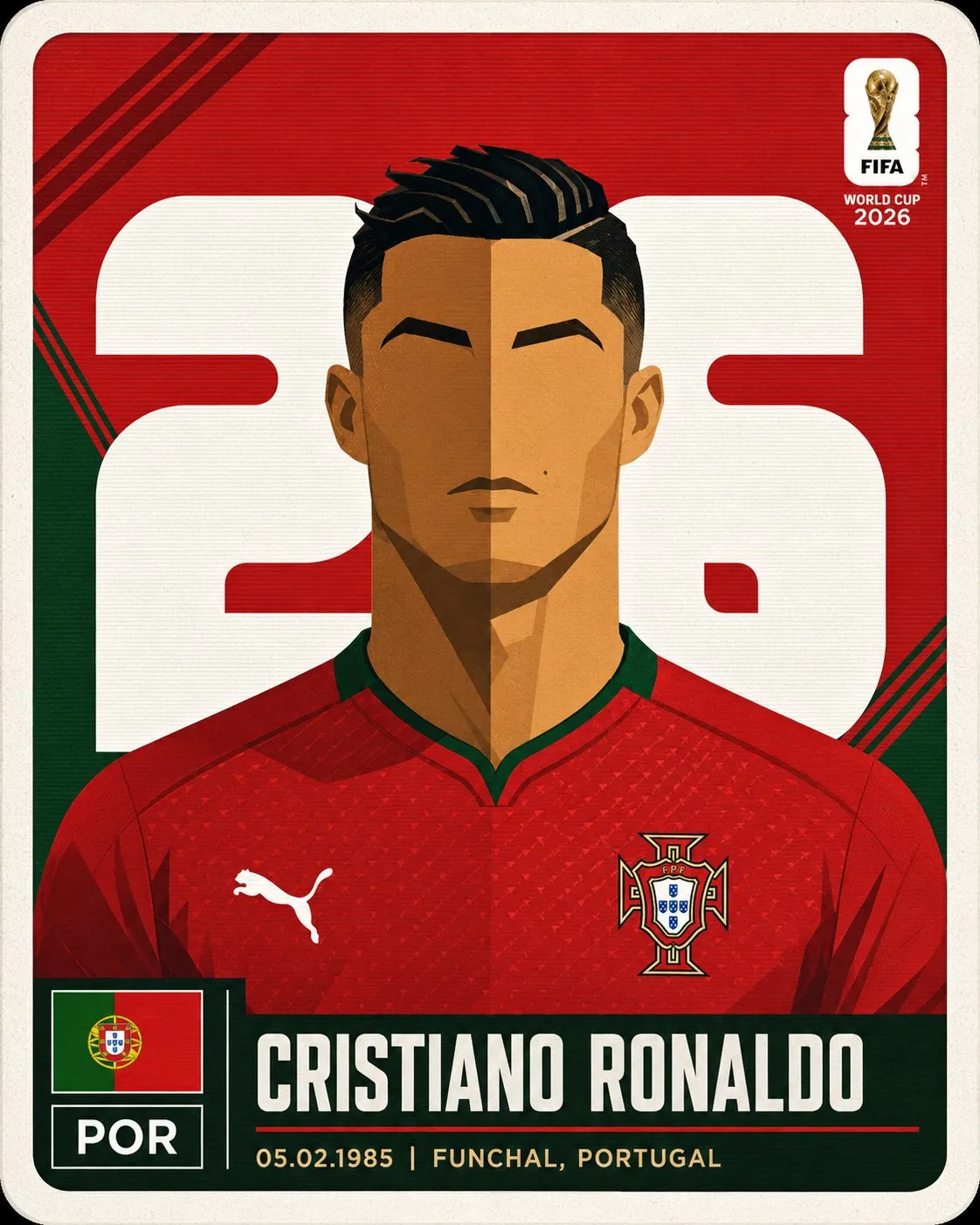 Premium FIFA World Cup 2026 Cristiano Ronaldo Collectible Football Player Card - Imagem 1