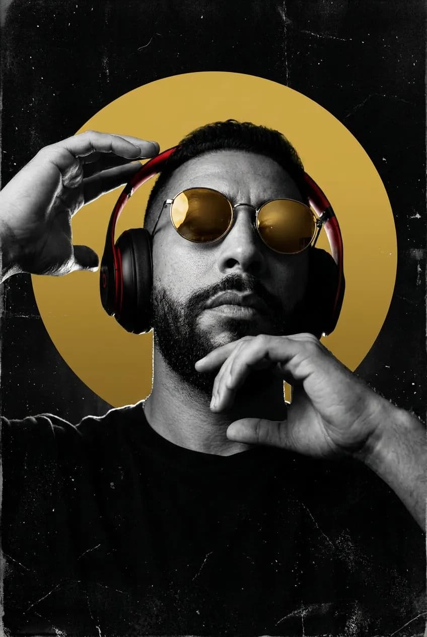 Moody Underground Club Portrait Poster — High-Contrast Monochrome