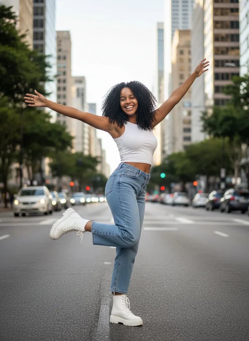 Playful Urban Portrait with Energetic Lifestyle and Street Vibes