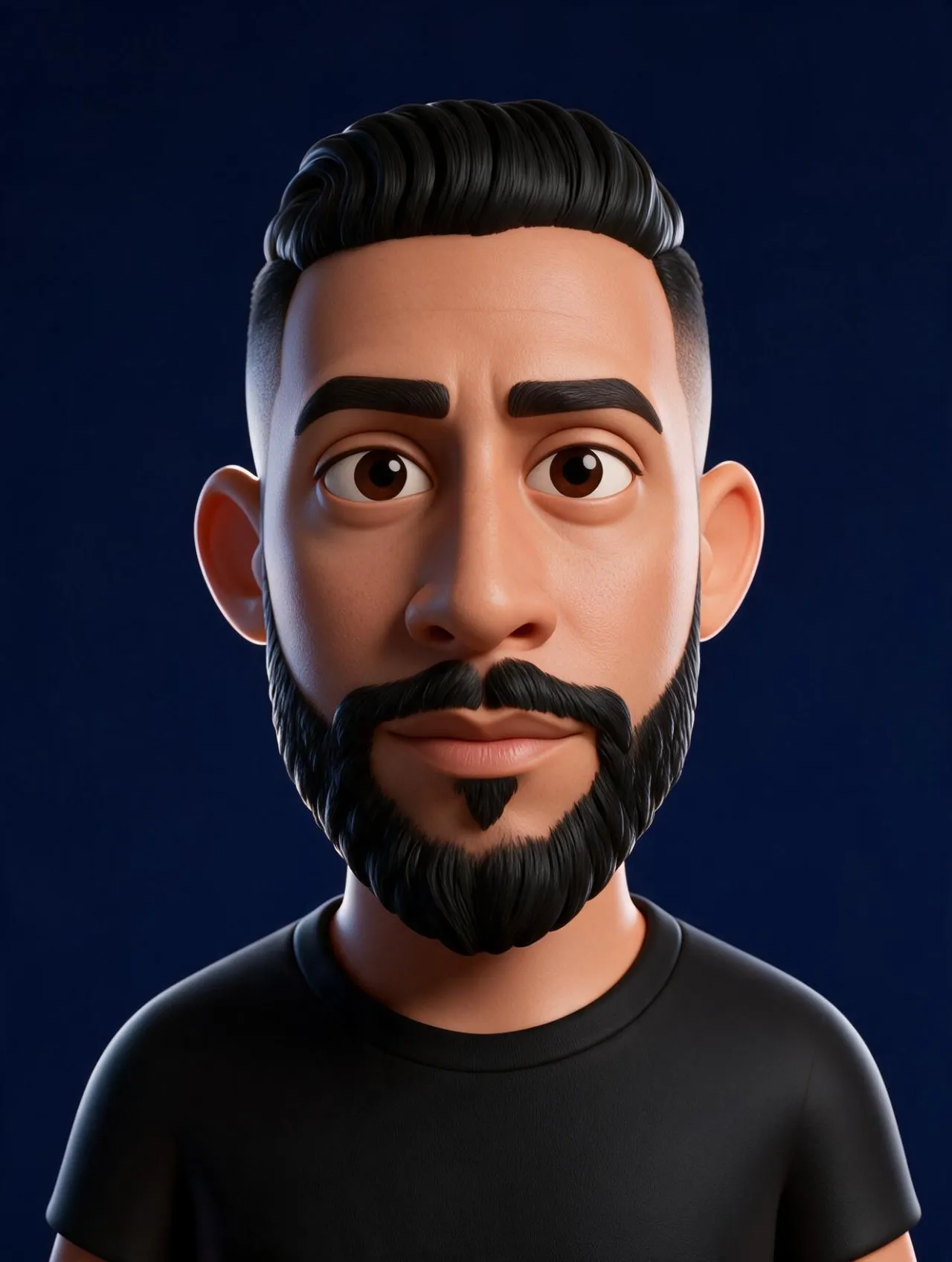 Playful Polished 3D Caricature Portrait with Bold Color Background
