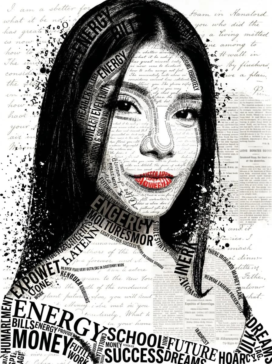 Typographic Mosaic Portrait — High-Contrast Graphic Editorial - Imagem 1